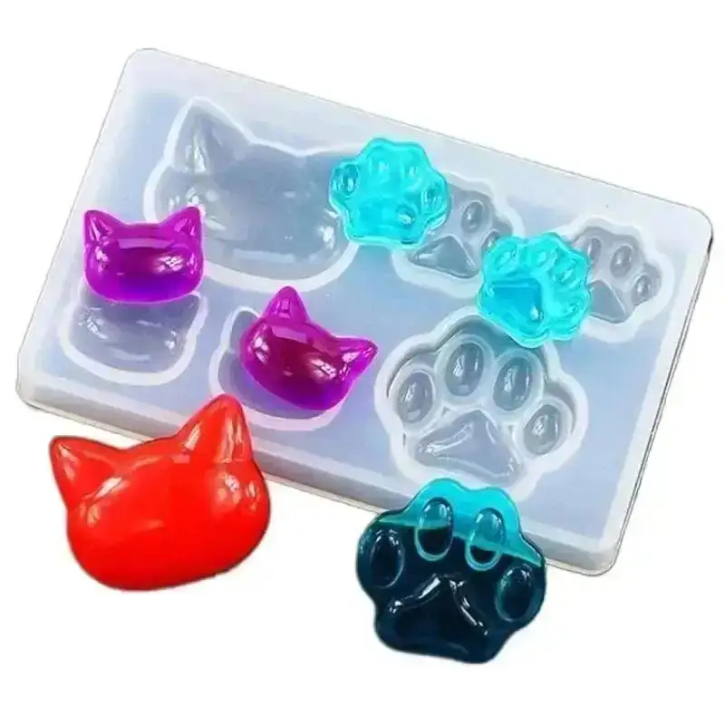 Creative Small Cat Claw Crystal Epoxy Resin DIY Silicone Mold Cat Face Cat Claw Keychain Jewelry Pendant Mold Home Supplies