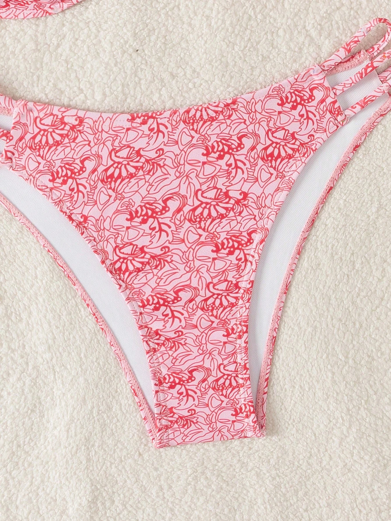 منتجع جزيرة بيكيني مطبوع باللون الوردي الشبابي للط...