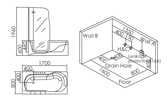 K-656 Walk-in Massage Tub With Glass Door, Freestanding Walk In Bathtub With Door, Whirlpool Bubble Corner Bathtub 3