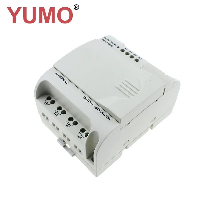 

YUMO, низкая стоимость, AF-10MR-E2 DC12/24В, 6-точечный постоянный ток, вход, 4-точечный релейный выход, программируемый логический контроллер mini PLC без ...
