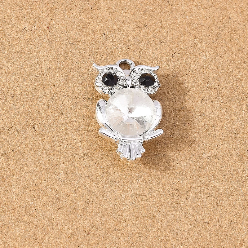 10 Stück niedliche Tier-Charms, Kristall-Eulen-Anhänger für Schmuckherstellung, DIY-Halskette, Ohrringe, Armband, Zubehör, Zubehör – Detail 7