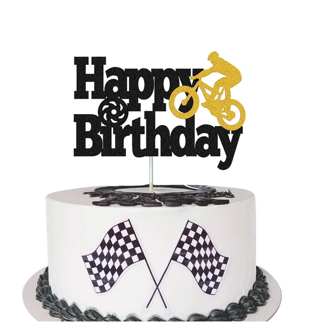 Topper de bolo de moto, tema de motocross, festa de aniversário, topper de  bolo de bicicleta esportiva, decoração de festa - AliExpress