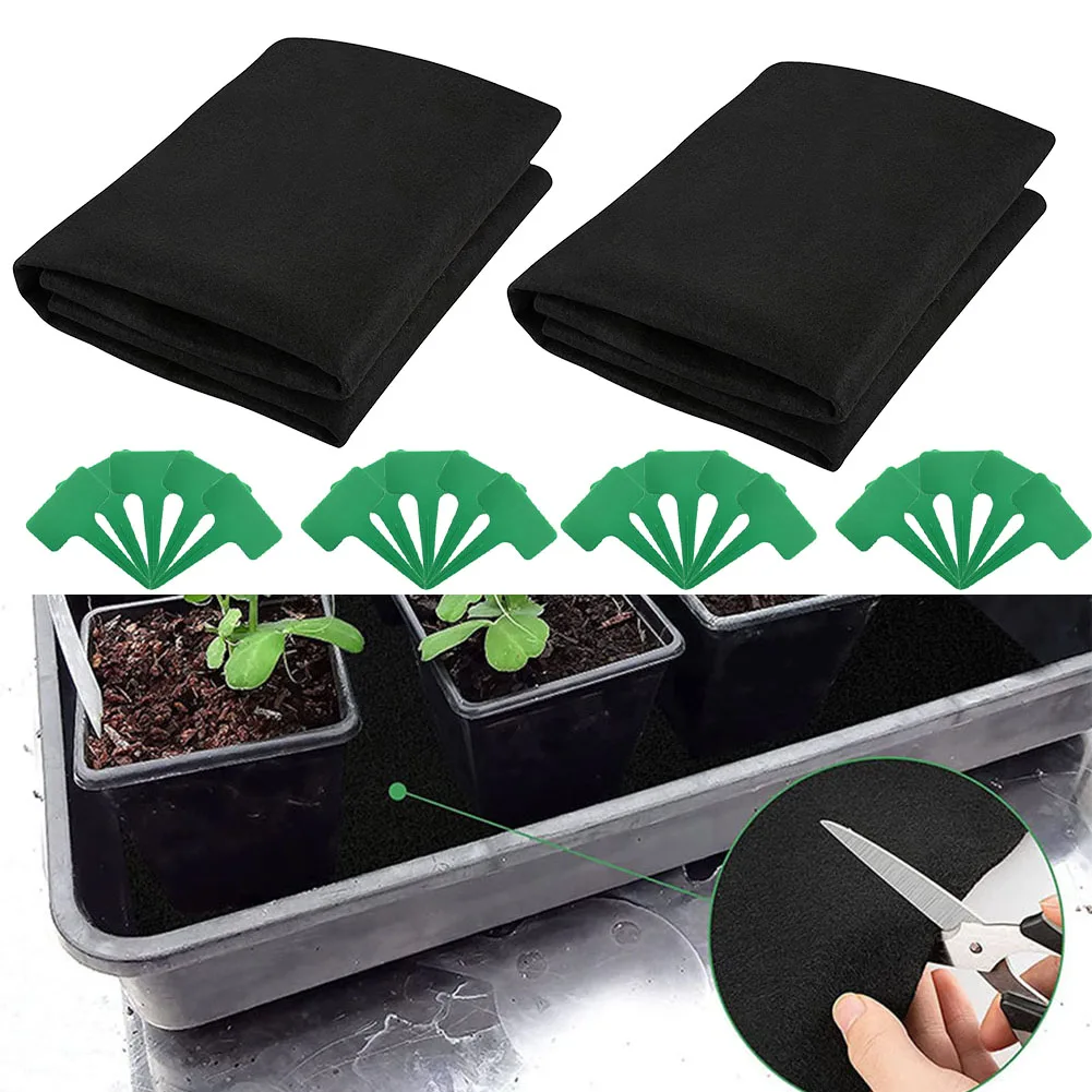 

2pcs 3mm Plant Capillary Matting For Greenhouse Garden Supplies Basket Liner Plants Self Watering Fabric With 20 Plant Labels