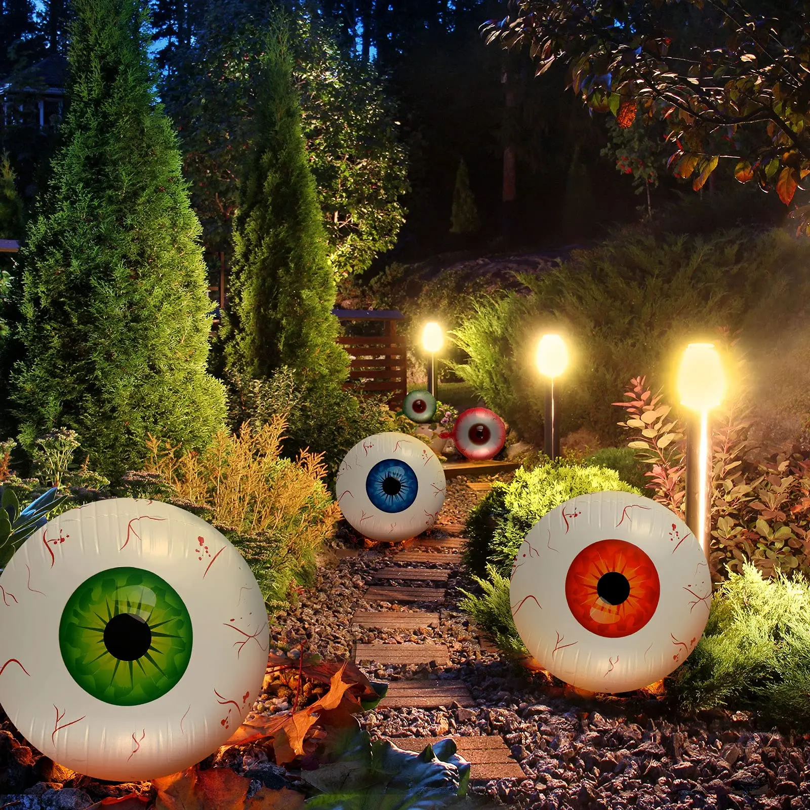2pcs Halloween Inflatable Balloon Horror Eyeball Modeling Multicolor 4d