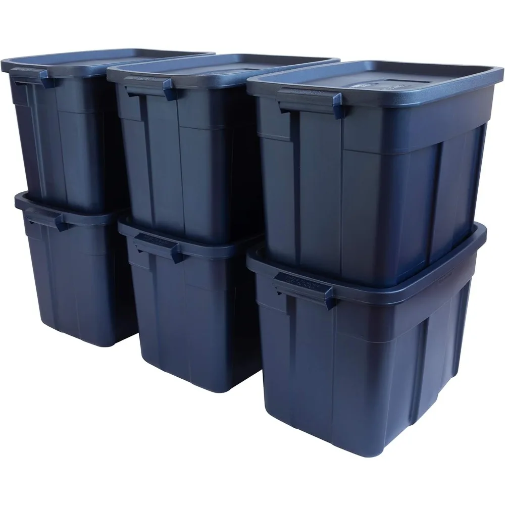 

Durable Stackable Storage Containers, Great for Garage Storage, Moving Boxes, and More, 18 Gal - 6 Pack