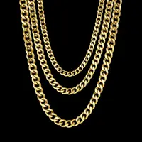 Collier chaîne cubaine Simple en acier inoxydable pour hommes, couleur or argent, chaîne en métal sur le cou, ras du cou, bijoux de fête, cadeau de bricolage 3