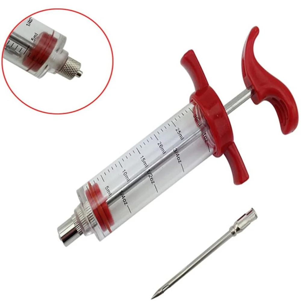 Description Picture 3 of itemMarinade Meat Seasoning Injector Kit Turkey Meat Injectors Stainless Steel Cooking Syringe With 1-4 Needles Cooking Syringe