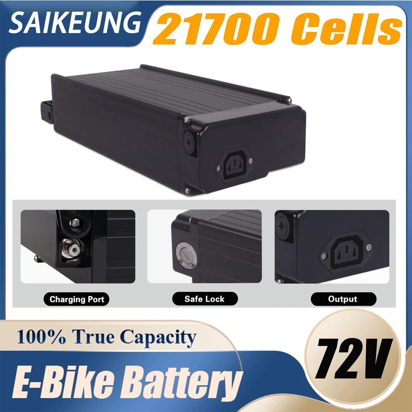 

21700 Cells 72v 48v 52v 36v 20 24 30ah 40 50 60ah Powerful Rear Rack 300w-3000W Bafang Ebike Battery Pack with Charger 100A BMS