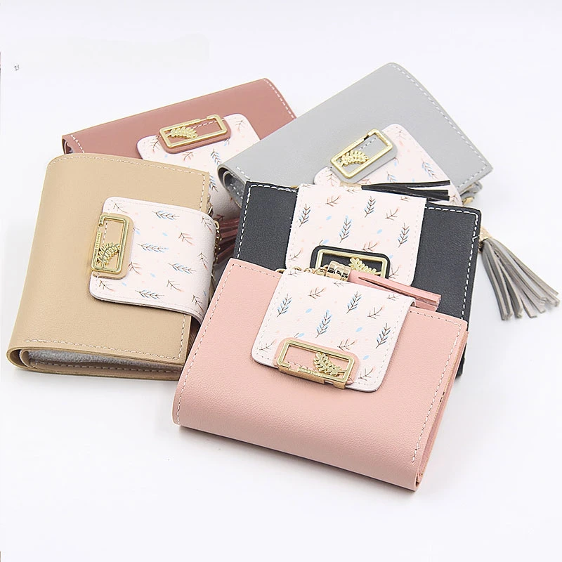 

Fashion Women's Wallets Tassel Short Wallet for Woman Mini Coin Purse Ladies Clutch Small Wallet Female Pu Leather Card Holder