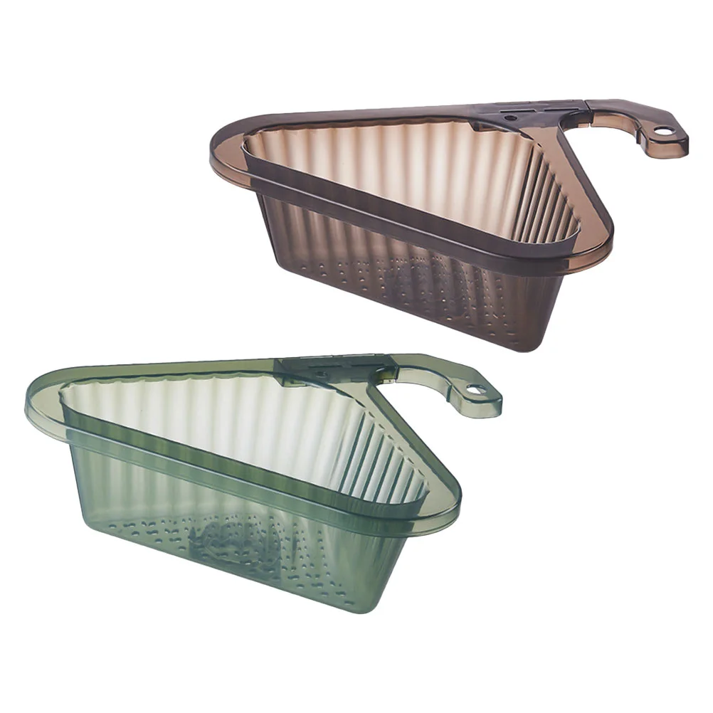 

2 Pcs Triangular Drainer Basket Sink Strainer Kitchen Draining Storage Baskets Sponge Filter Leftover Water Fruit Corner Food