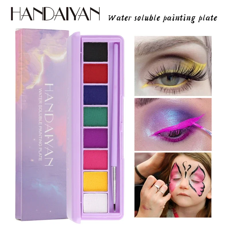 8Colors Face Body Painting Oil Cream Safe Kids Flash Tattoo Painting Art Halloween Christmas Party Makeup Palette with Brush Kit 4