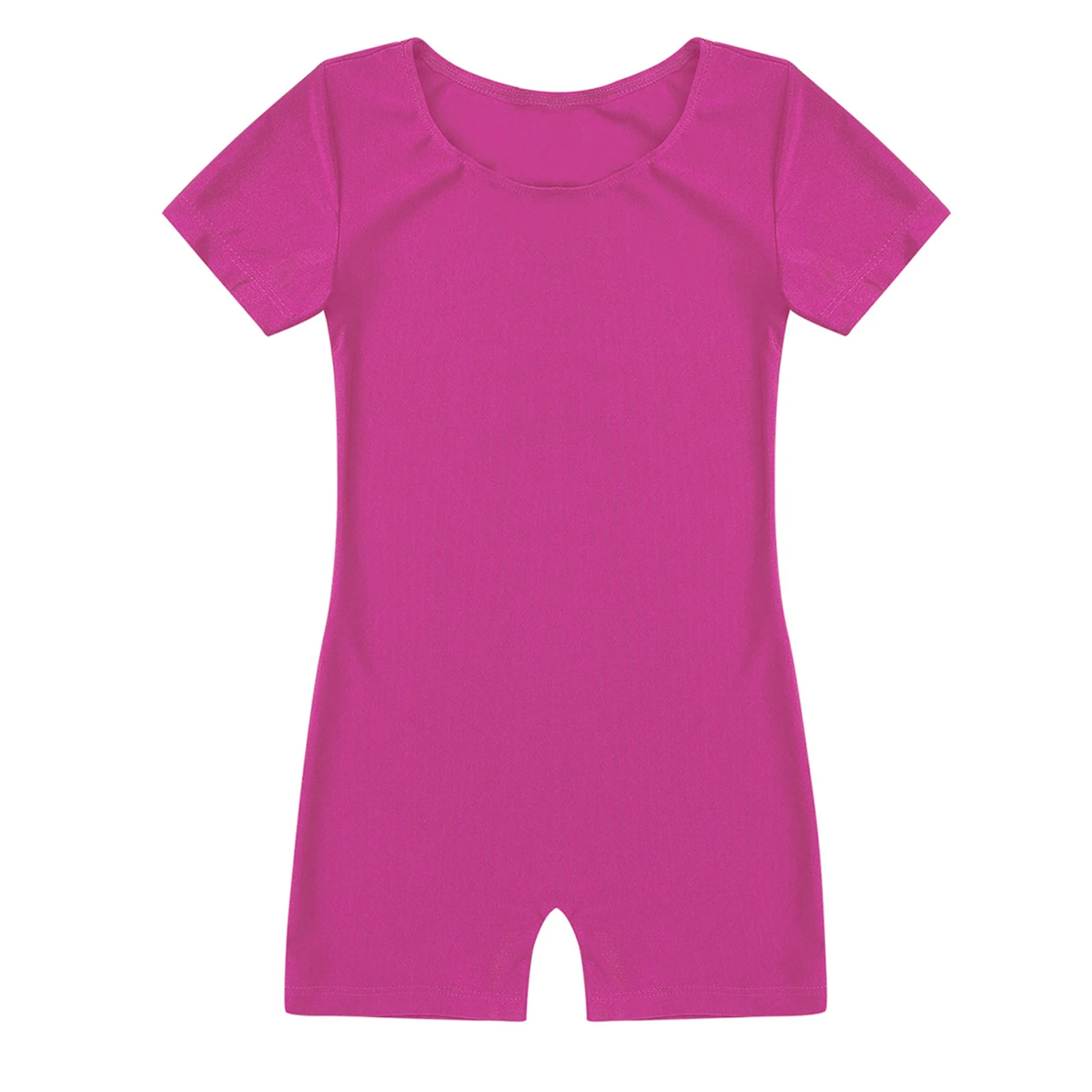 Children Dance Wear Short Sleeves Solid Color Stretchy Ballet Gymnastics Leotard For Boys Girls Fitness Jumpsuit Kids Unitard