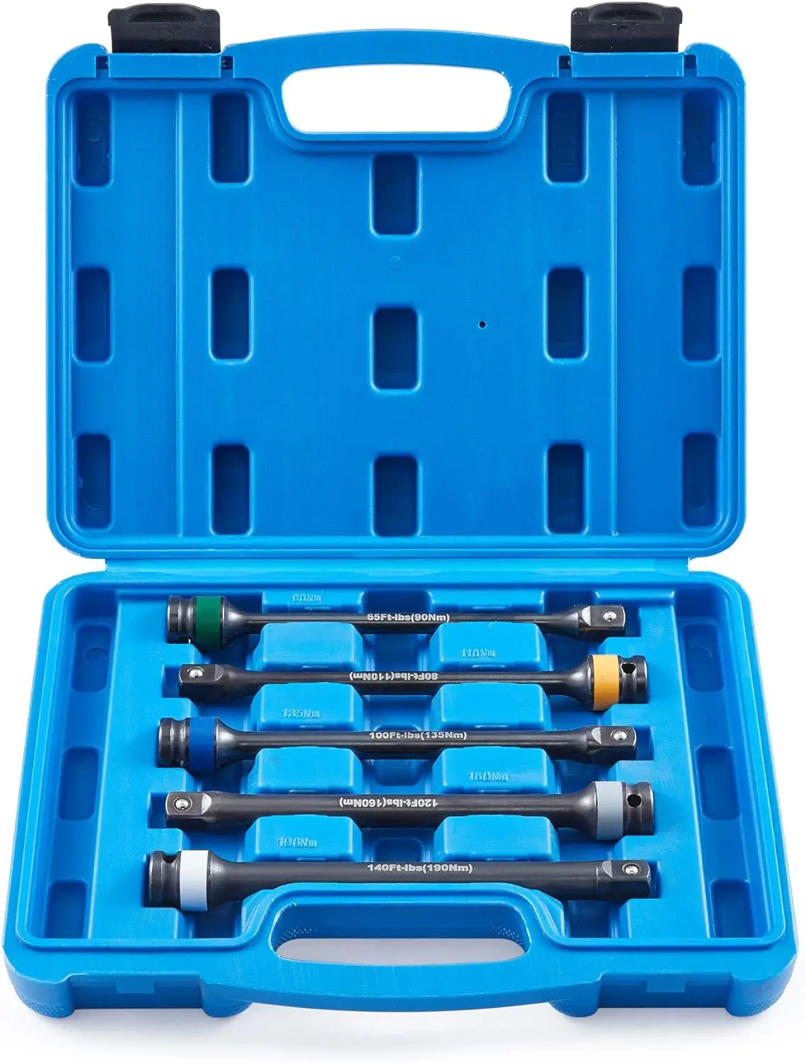 

5pc 1/2" Drive Torque Limiting Extension Bar Kit,Torque Extension Tool Set with 8 Inch Torque Sticks for Locking Lug Nuts