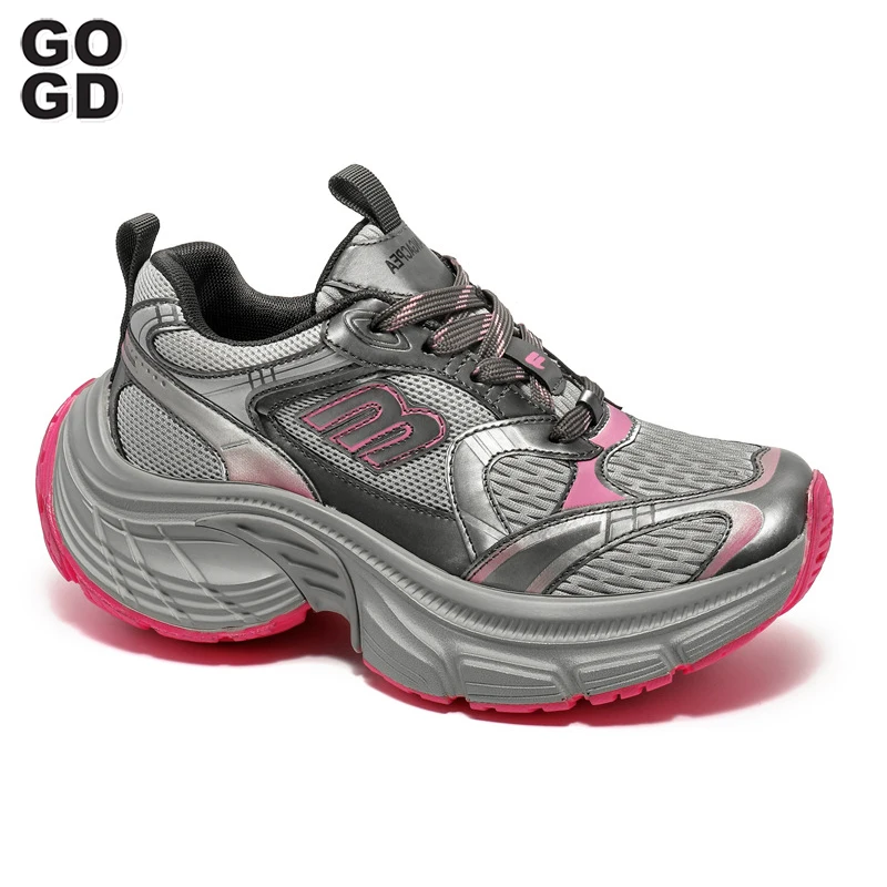 

GOGD Platform Brand Fashion Women's Breathable Mesh Sports Sneakers Non-Slip Running Shoes for Ladies Vulcanized Shoes