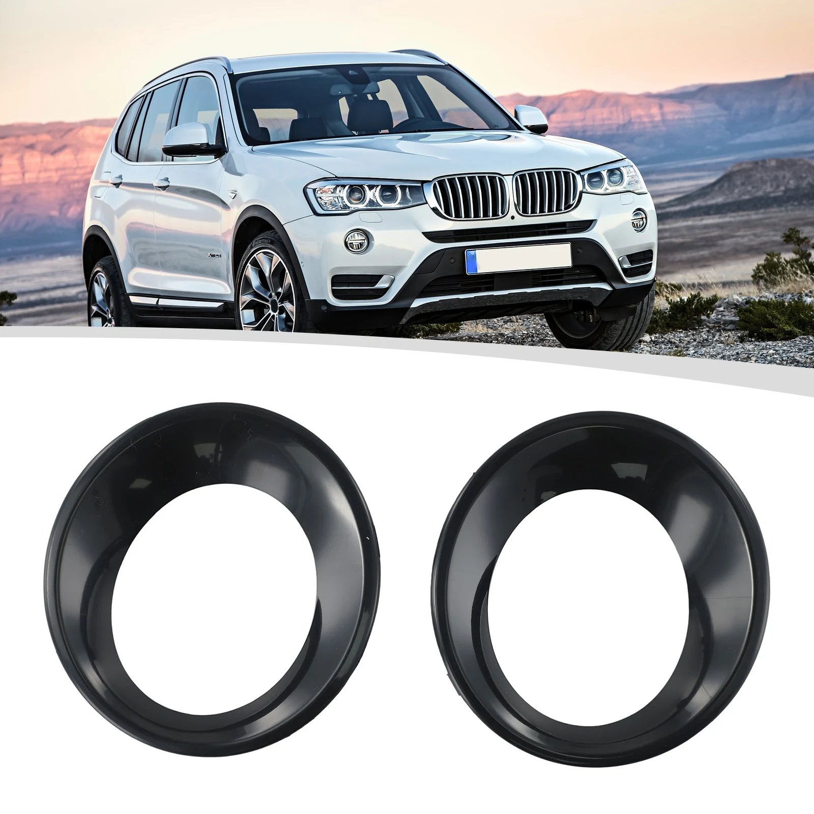 

2x Fog Light Lamps Cover Trim Primed For BMW X3 E83 LCI 07-10 51113423789 Black Front Bumper Fog Light Frame Car Accessories