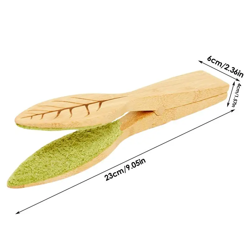 new Plant Leaf Cleaning Tongs Garden Yard Wooden Leaf Cleaning Tool Portable Handheld Leaf Cleaning Brush Clip Plant Accessories images - 6