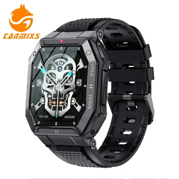 CanMixs 남성용 밀리터리 스마트 워치, 2022 블루투스 통화, 야외 건강 모니터, IP68 방수 스마트워치, K55, 1.85 인치, 350mAh, 24H