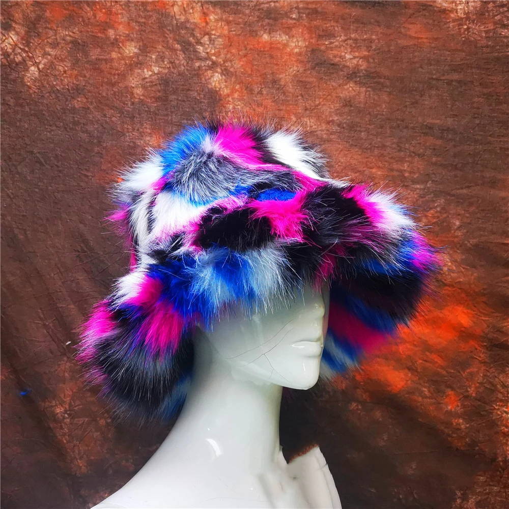 Neuer Kunstfell-Hut für Damen, Eleganter Herbst- und Winter-Fischerhut, Koreanischer Hochwertiger Warmer Damen-Bucket-Hat, Plüsch-Bucket-Cap – Detail 26