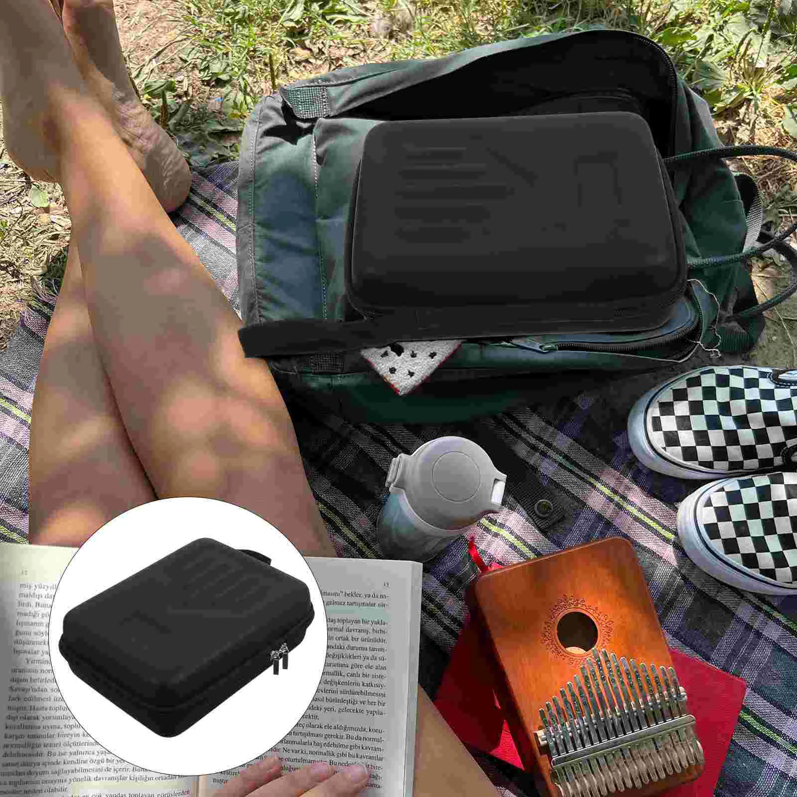 Kalimba Bag Protective Storage Musical Instrument Carrying Container Thumb Piano EVA Canvas Case