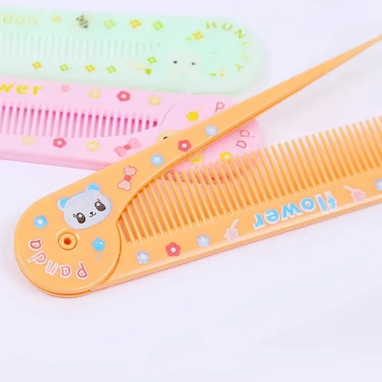 Cute Cartoon Folding Comb for Kids Portable Pointed Tail Comb for Children Boys Girls Baby Hair Care Brushes and Comb