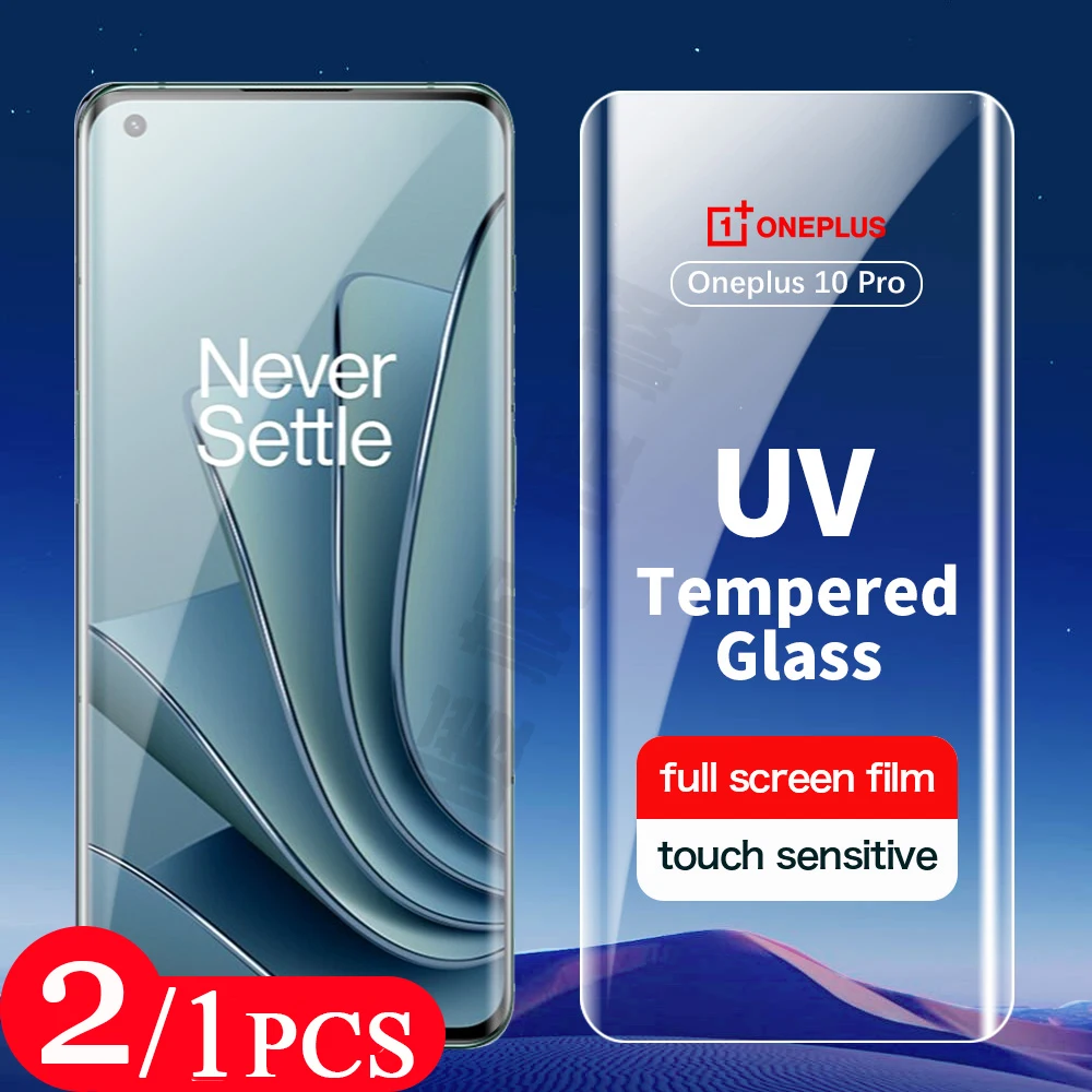 

2/1Pcs UV Glass For oneplus 10 pro 11 phone screen protector protective film For oneplus 9 8 7 7T pro Tempered glass full cover