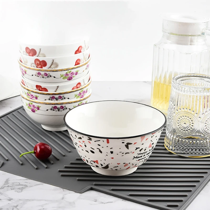 Silicone Draining Pad Drying Mat Pots Dish Drain Mat For Kitchen Tableware Non-slip Mats Anti-scald Coaster Kitchen Utensils