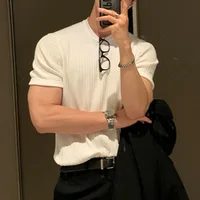 Vêtements d'été pour hommes, t-shirt de luxe léger, loisirs, manches longues, col rond, drapé, couleur unie, chemise ample, basique, tricot populaire 4