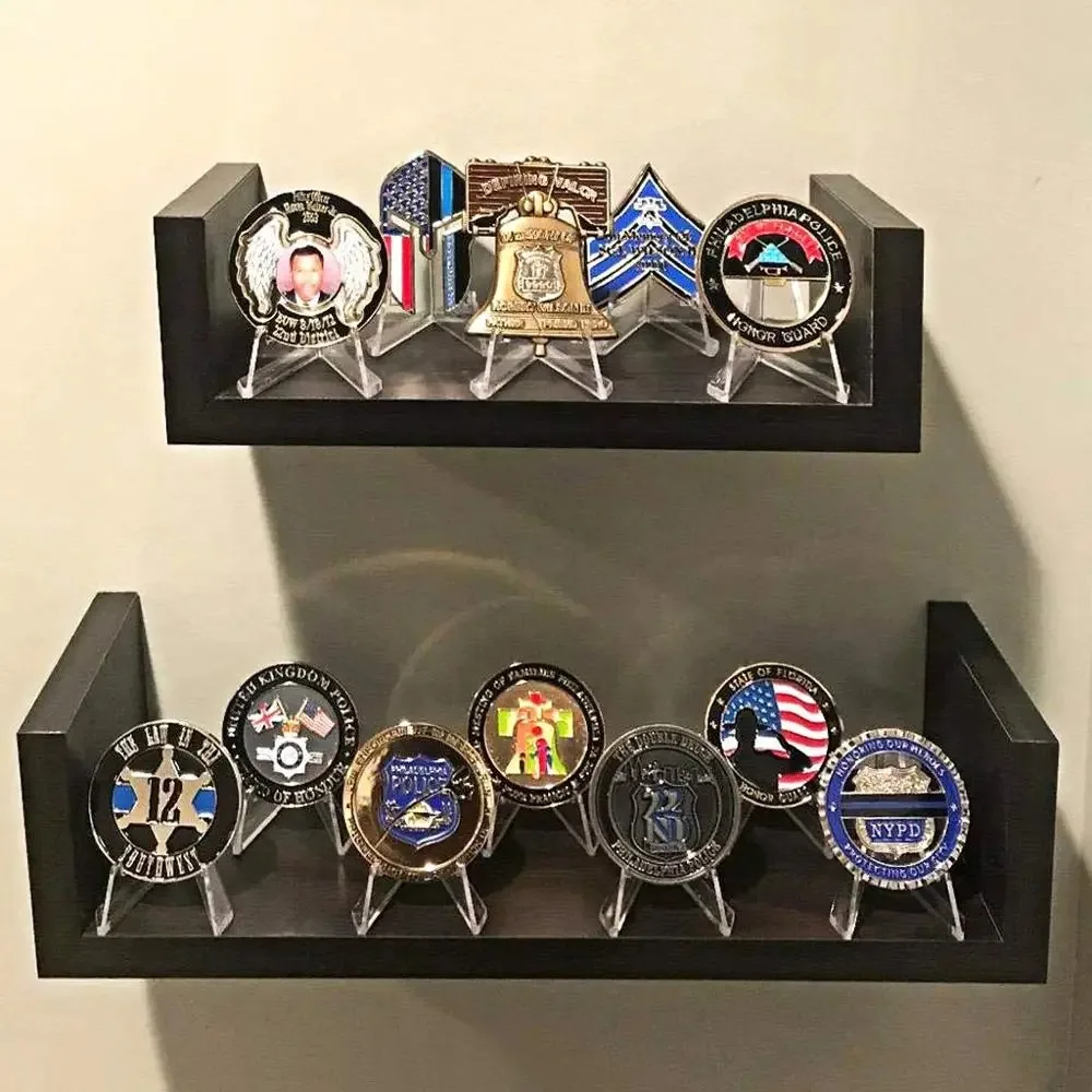 Clear Acrylic Coin Display Stand Holders Easel Card Commemorative Challenge Capsule Medal Support Racks