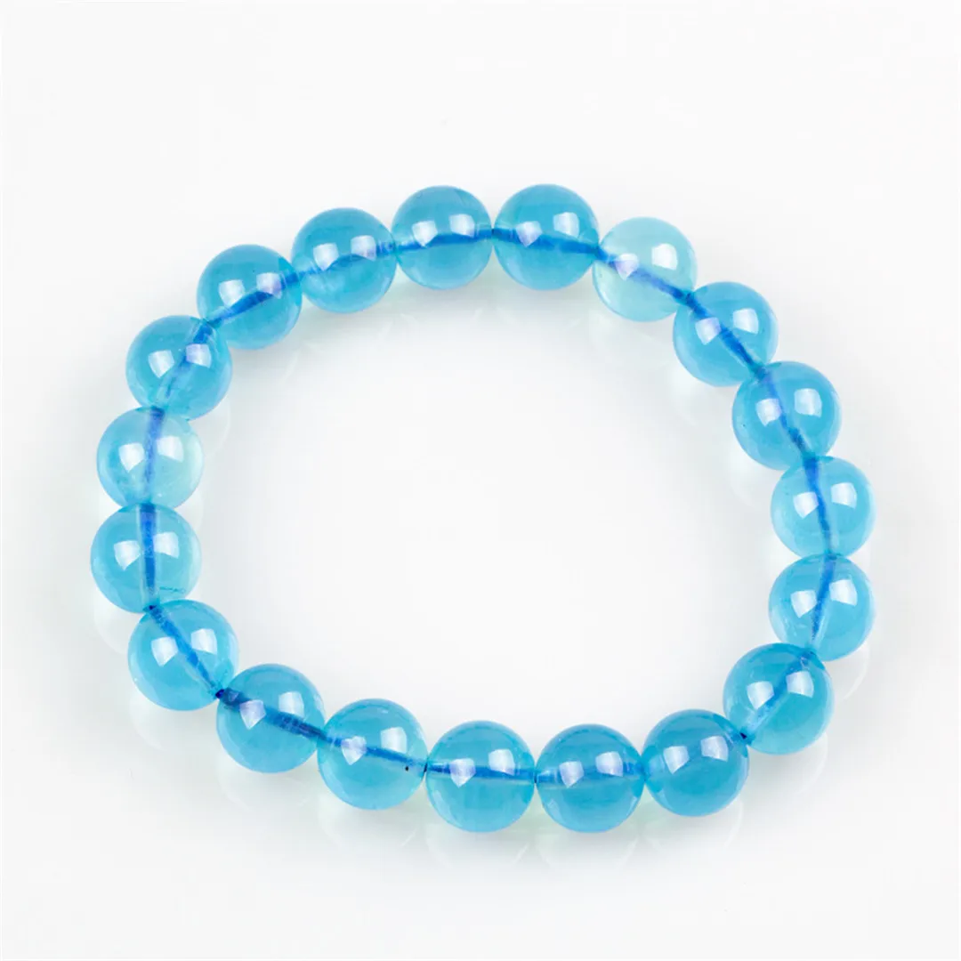 

Natural Blue Aquamarine Bracelet Jewelry For Women Lady Men Love Gift Reiki Crystal Clear Beads Stone Strands AAAAA 7-12mm