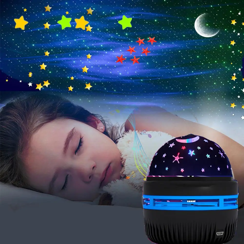 Novelty USB Charging RGB Projector Lamp Automatically Rotating Led Night Light For Home Children Bedroom Decoration Magic Lights star night light