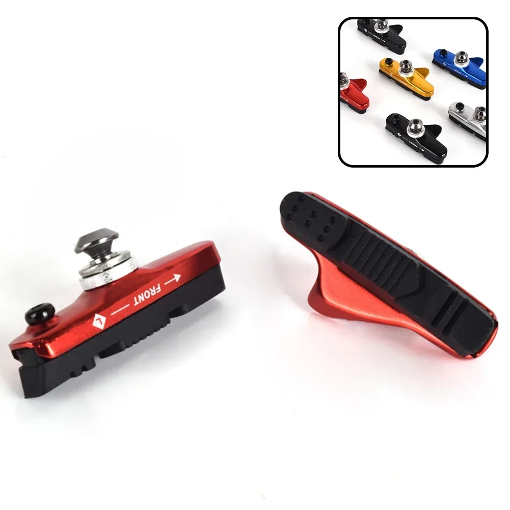 2Pcs Bike Brake Pads Aluminum Replaceable Brake Shoes Drawer Rubber Block Noise Reduction Brake Block Bicycle Accessories