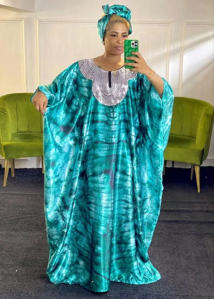 African Dresses for Women 2023 New Africa Clothing Dashiki Print Ankara Sequin Woman Bazin Traditional Long Dress with Headtie african dresses for women africa clothes dashiki print ankara sequin bazin traditional robe dress with headtie 2023 summer new