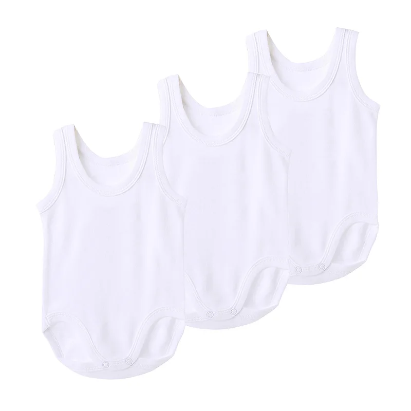 2/3/5pcs Newborn Baby Bodysuit  Unisex Baby Boy Girl Summer Clothes Sleeveless Jumpsuit Outfit Bebes Cotton White Vest Overall 5