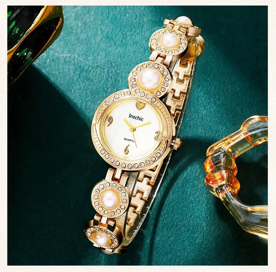Steel Jewelry Set, Diamond, Pearl Ladies Watch, Biscuit, Quartz, Luxury Brand_voghion.com