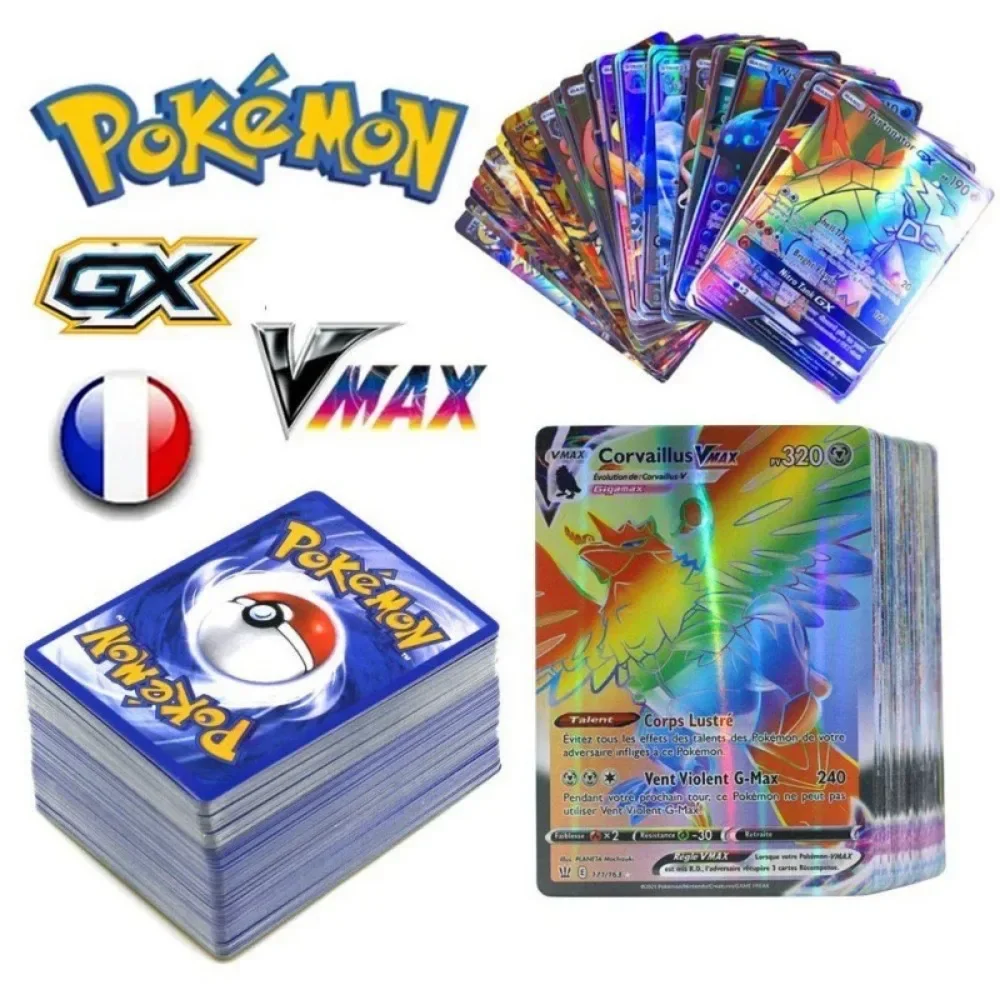 Pokemon cards 10-100Pcs English French Spanish German Italian V GX MEGA TEAM EX game battle card collection toys gifts