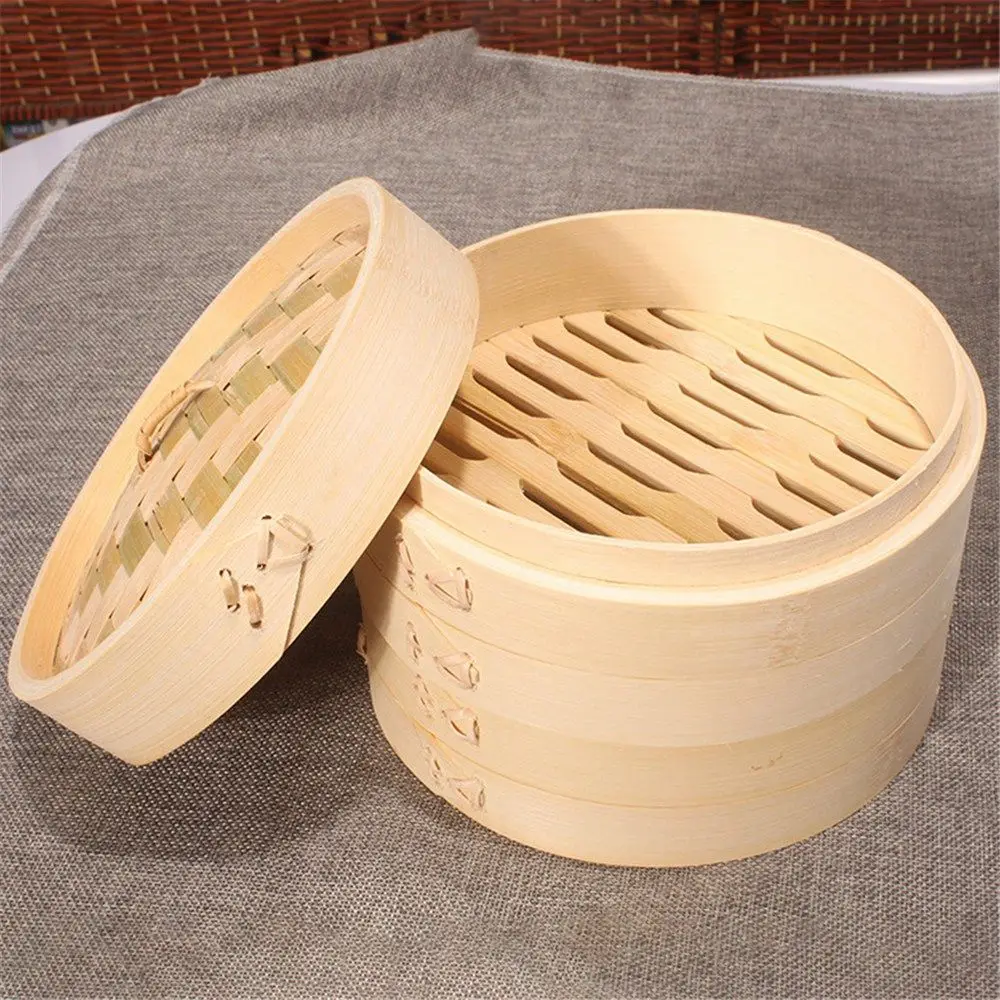 Bamboo Steamer 10/15/20cm Steam Pot With Cover Fish Rice Dumplings Snack Steamed Bun Heated Steamer Kitchenware Cozinha Steamer