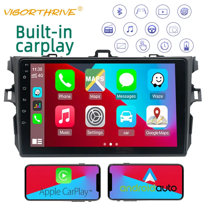 

Car Radio HD WIFI MirrorLink Stereo Android 10 GPS BT 2 Din 9'' Multimedia Video Built-in Carplay For Toyota Corolla 2009-2013