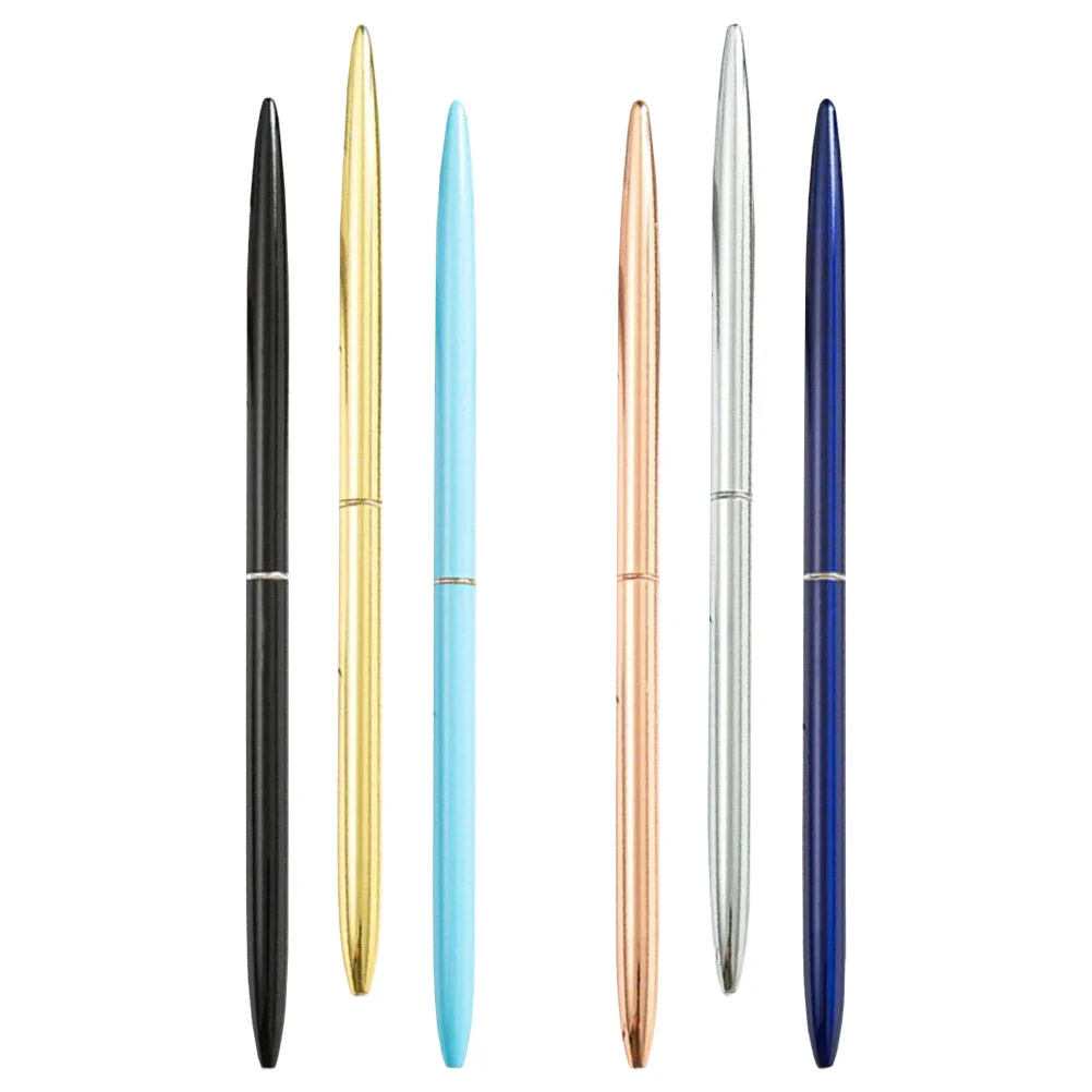 6Pcs Metal Ballpoint Pens Decorative Ballpoint Pen Smooth Ballpoint Pen Desk Writing Pen for Office high quality luxury dragon clip metal ballpoint pen leather roller ball pen writing stationery office emboss ballpoint pens