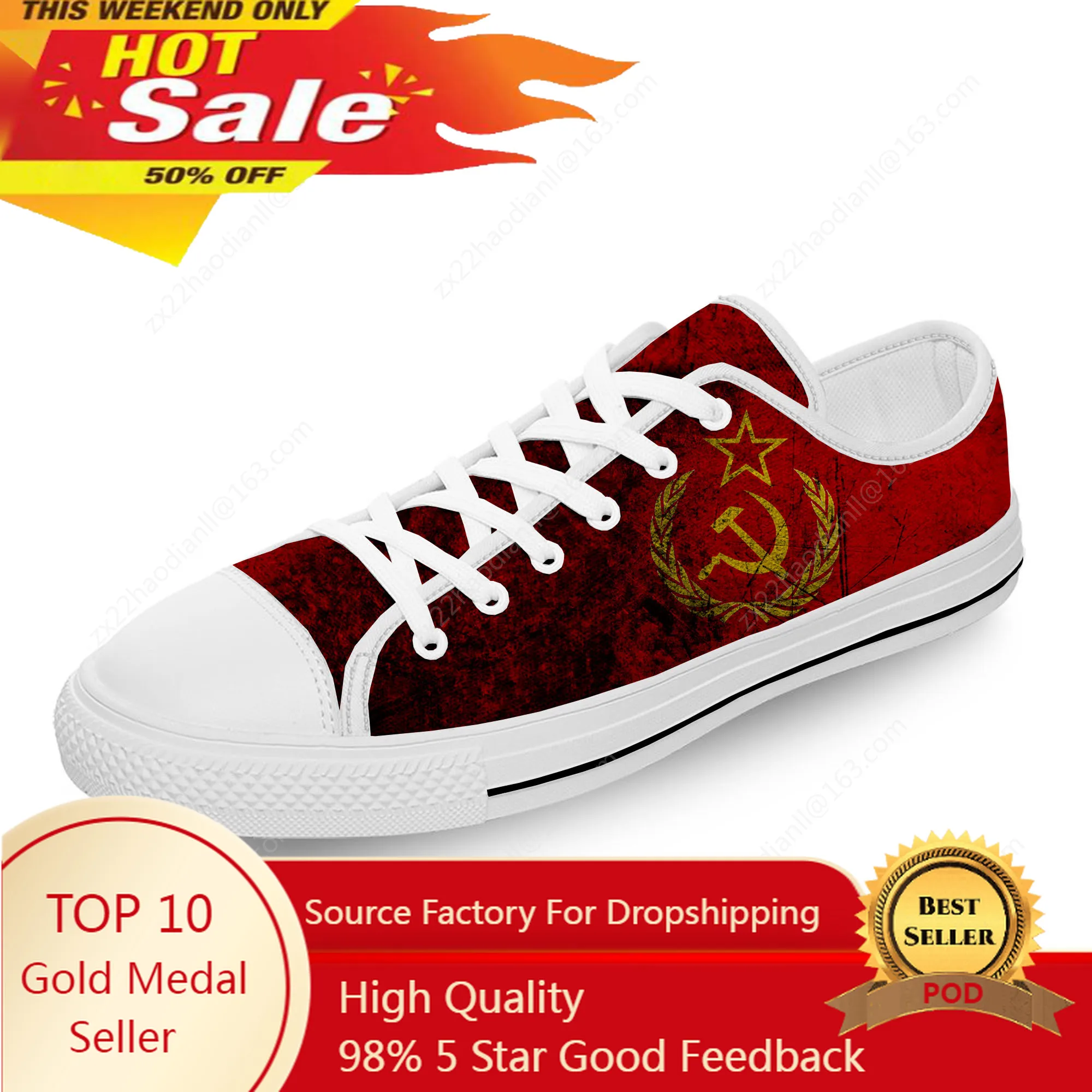 CCCP Russian Russia USSR Soviet Union White Cloth 3D Print Low Top Canvas Shoes Men Women Lightweight Breathable Sneakers