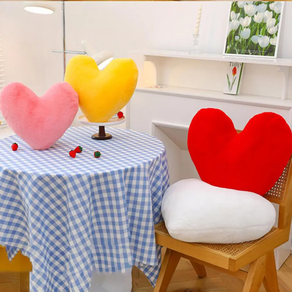 Heart-shaped Pillow Plush Heart Pillow for Cozy Room Decor Sofa Room Bedside Solid Color Cushion Toy Photo Prop for Comfort jewelry pillow display prop watches bracelet showcase watch tray bracelet tray grids jewelry display box