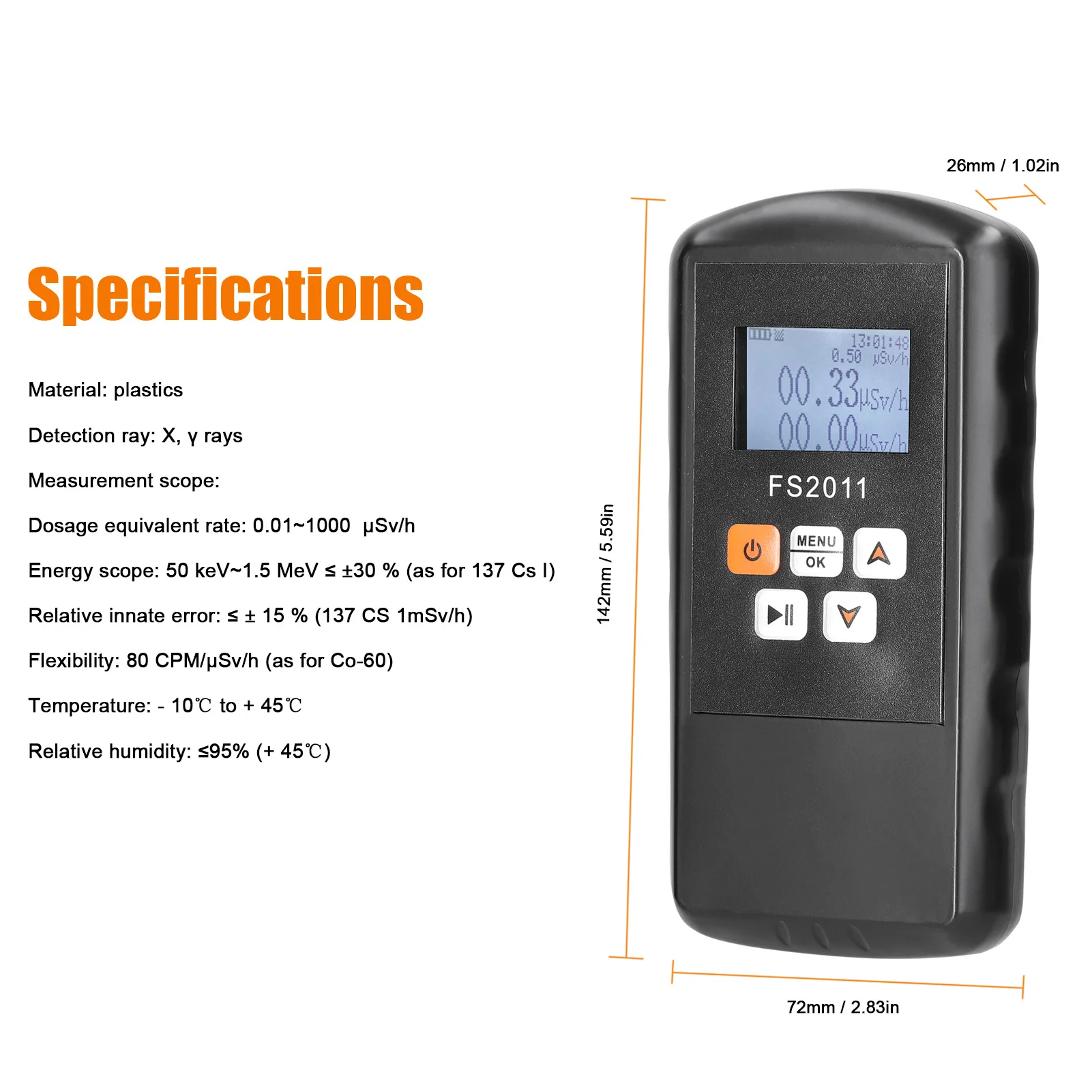 FS2011 in Geiger Counter Electromagnetic Nuclear Radiation Detector EMF  Meter Handheld Marble Radioactive Testing Tools