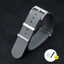 Premium Nylon Military - Style Watch Strap - Brown, Green & Black - 22mm (Gray)