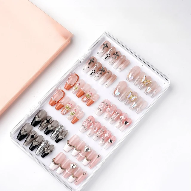 1 Set Press on Nail Organizer Box Dustproof Space-Saving Display Storage  Solution for Fake Nails Art - AliExpress