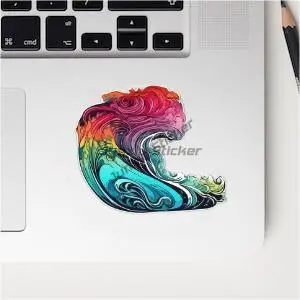 

Colorful Ocean Wave Vinyl Stickers Retro Wave Sticker Travel Souvenir Nature Beach Decal Car Truck Window Bumper Graphics