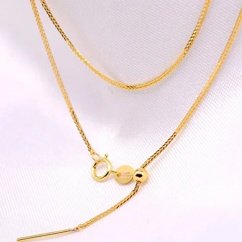 

Real 18K Gold DIY Chain Necklace Pure AU750 Adjustable Chopin Chain Simple Fashion Fine Jewelry Gifts for Women