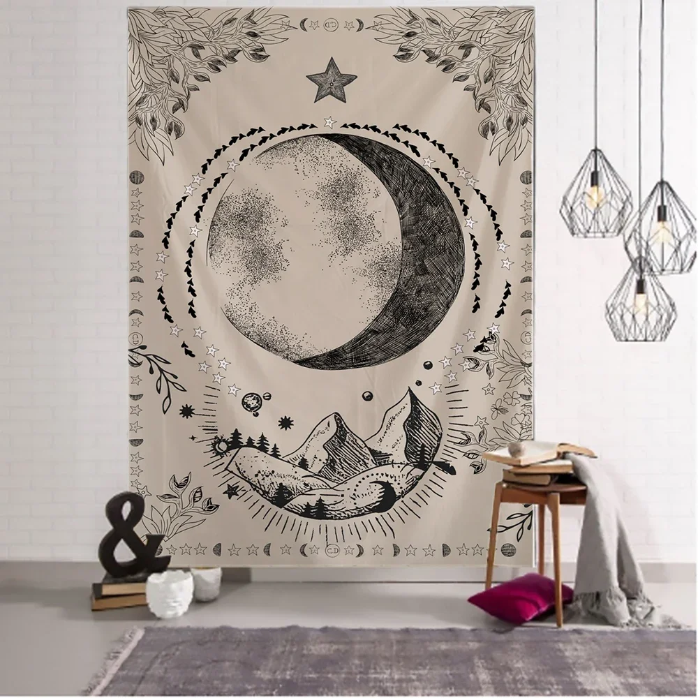 

Настенный Гобелен Moon Tarot, Психоделическое ведро, хиппи тапиз, мандала, художественное фоновое украшение, домашний декор