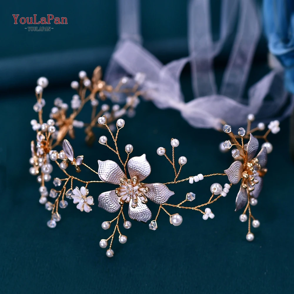 

YouLaPan Alloy Flower Wedding Headband Rhinestone Bridal Tiara Woman Hair Accessories Fashion Bridesmaid Bridal Hair Piece HP357