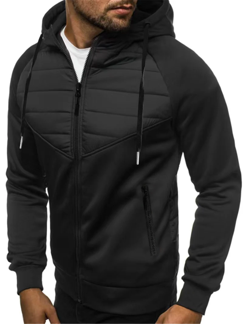 Autumn/Winter Men's Fashion Sports Full Zipper Hoodie Trendy Casual Solid Color Loose Large Size with Pocket Coat