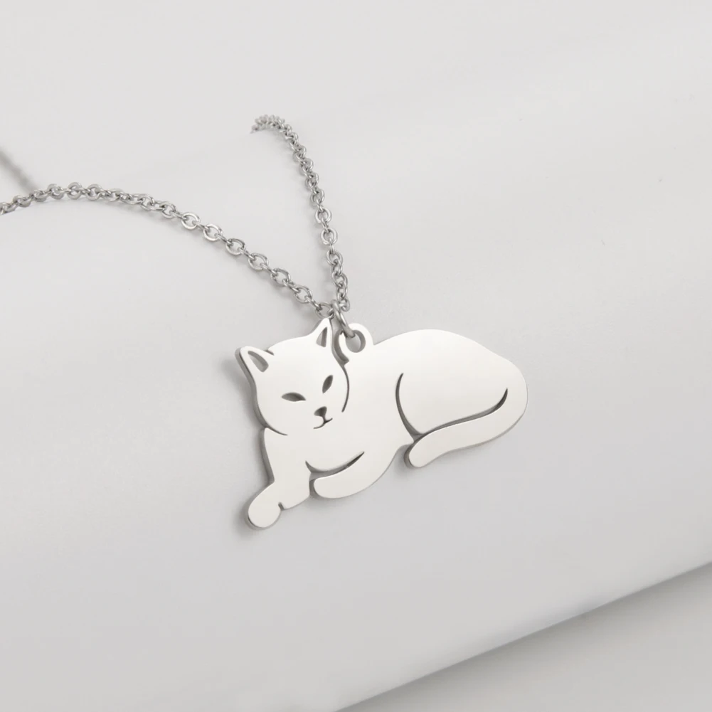 Stainless Steel Necklace For Women Girl Cat Necklace Jewelry - PeticaDeals