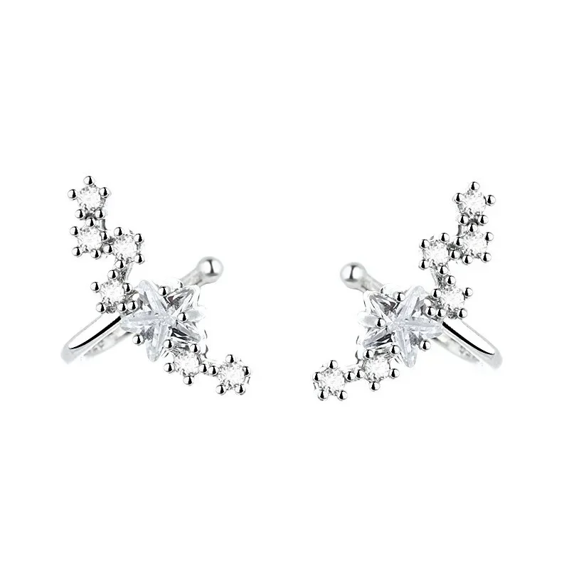 Ear Clip Earrings No Pierced Crystal Star Earcuff Ear Wrap Clips Jewelry For Women